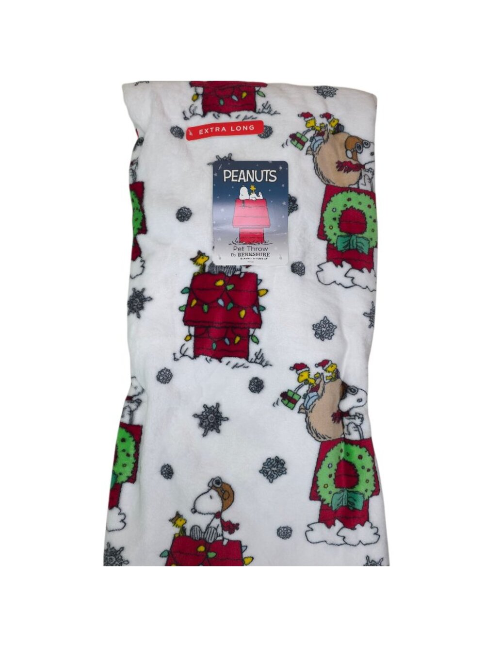 Peanuts Christmas Snoopy Extra Long Plush Pet Throw Blanket 60"X70" By Berkshire